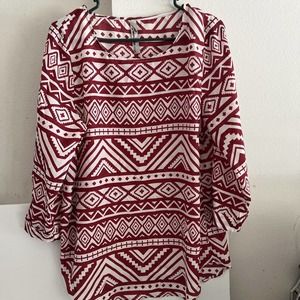 Women's Size XXL 2 Extra Large Chevron Pullover Roll Tab Bamboa